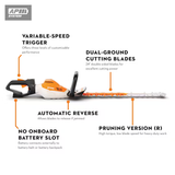 Stihl | HSA 94 R 24" Battery Hedge Trimmer | w/ AP 300 S Battery, AL 301 Charger and AP Battery Bag with Cord (HSA94R-AP300S-AL301-COMBO)