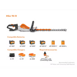 Stihl | HSA 94 R 24" Battery Hedge Trimmer | w/ AR 2000 L Backpack Battery, AL 500 Charger, Connecting Cable, AP adaptor, harness (HSA94R-AR2000-AL500-COMBO)