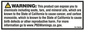 (799546) Gas Engine Prop 65 Warning Decal